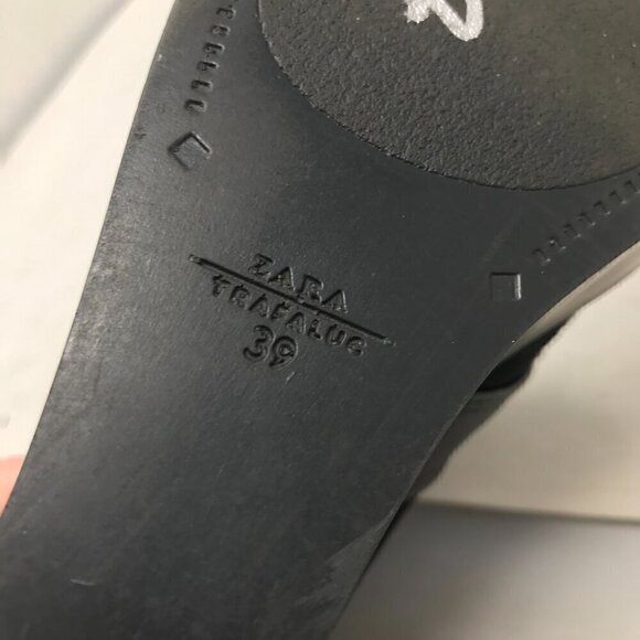 ZARA Trafaluc Black Suede Lace Up Wedge booties Size US 8.5 EUR 39 - Picture 6 of 6